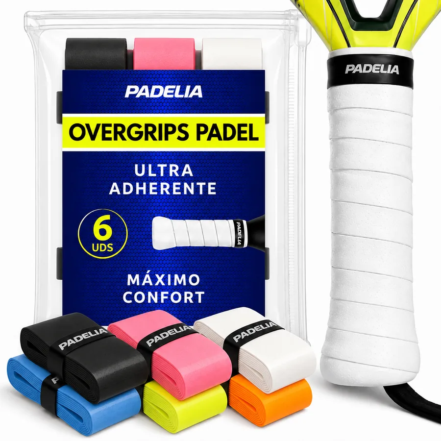 Pack de overgrips de pádel PADELIA en seis colores dentro de su estuche